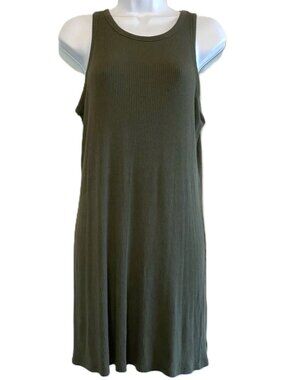 MOSSIMO Ribbed Tank Dress Army Green Casual Comfort Womens XL